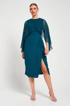 Juliet Blue Cape Detail Midi Dress -Frock And Frill US Juliet Blue Midi Dress 14