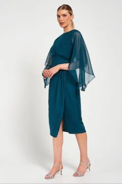 Juliet Blue Cape Detail Midi Dress