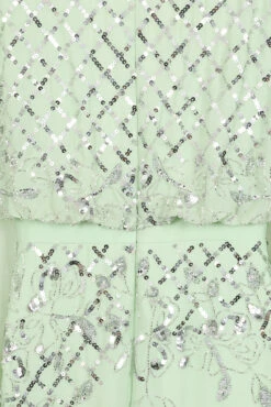 Kaira Pale Green Sequin Maxi Dress -Frock And Frill US Kaira Green Sequin Maxi Dress 1