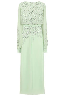 Kaira Pale Green Sequin Maxi Dress -Frock And Frill US Kaira Green Sequin Maxi Dress 10