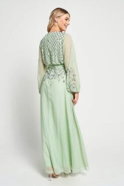 Kaira Pale Green Sequin Maxi Dress -Frock And Frill US Kaira Green Sequin Maxi Dress 6