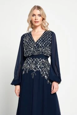 Kaira Navy Sequin Maxi Dress -Frock And Frill US Kaira Navy Sequin Maxi Dress 10