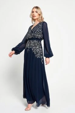 Kaira Navy Sequin Maxi Dress -Frock And Frill US Kaira Navy Sequin Maxi Dress 8