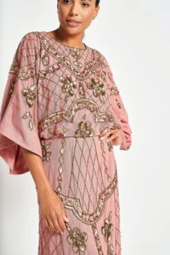Kassia Blush Embellished Maxi Dress -Frock And Frill US Kassia Blush Embellished Maxi Dress 2