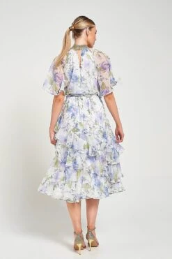 Kelda White Floral Print Midi Dress -Frock And Frill US Kelda White Floral Print Midi Dress 7