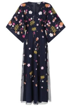 Frock And Frill US -Frock And Frill US Lana Navy Floral Embroidered Maxi Dress 1