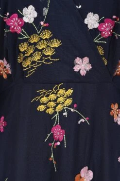 Lana Floral Embroidered Maxi Dress -Frock And Frill US Lana Navy Floral Embroidered Maxi Dress 2