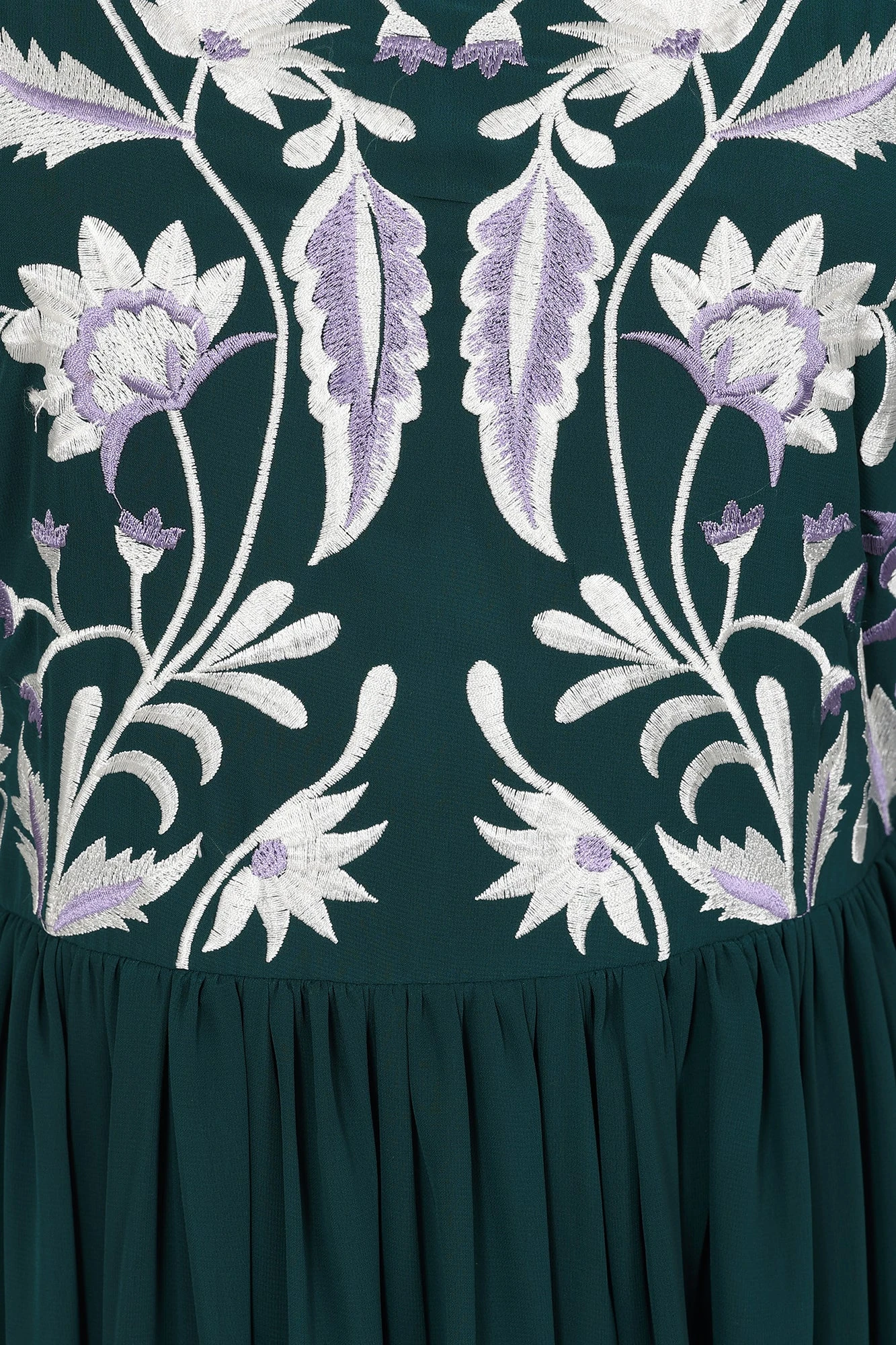 Laurel Teal Floral Embroidered Maxi Dress - Image 5