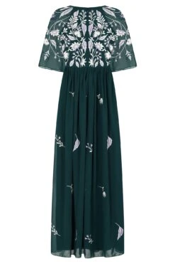 Laurel Teal Floral Embroidered Maxi Dress -Frock And Frill US Laurel Teal Floral Embroidered Maxi Dress 4