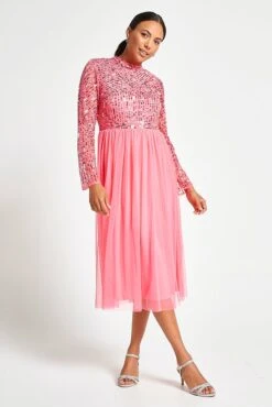 Lela Strawberry Embellished Midi Dress