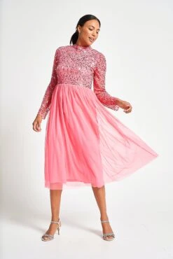 Frock And Frill US -Frock And Frill US Lela Strawberry Embellished Midi Dress 6