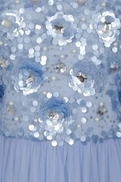 Lillie Blue Floral Embellished Maxi Dress -Frock And Frill US Lillie Blue Floral Embellished Maxi Dress 3