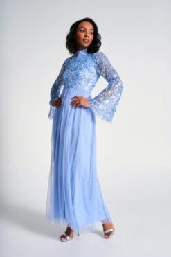 Lillie Blue Floral Embellished Maxi Dress -Frock And Frill US Lillie Blue Floral Embellished Maxi Dress 9