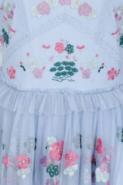 Linnea Light Blue Floral Embroidered Maxi Dress -Frock And Frill US Linnea Light Blue Floral Embroidered Maxi Dress 4