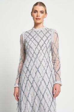 Lise Grey Sequin Maxi Dress -Frock And Frill US Lise Grey Sequin Maxi Dress 1