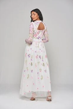 Lorea White Floral Embroidered Maxi Dress -Frock And Frill US Lorea White Floral Embroidered Maxi Dress 1