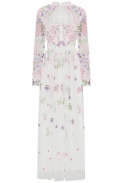 Lorea White Floral Embroidered Maxi Dress -Frock And Frill US Lorea White Floral Embroidered Maxi Dress 4 6f70368b a617 41ef a647 7ad8c43ca3af