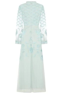 Loretta Aqua Embroidered Maxi Dress -Frock And Frill US Loretta Aqua Embroidered Maxi Dress 3