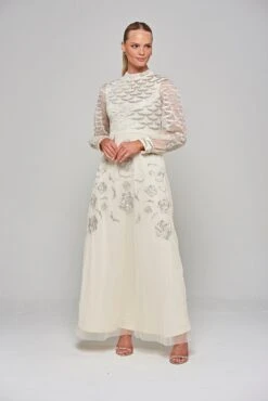 Loretta Cream Embroidered Maxi Dress -Frock And Frill US Loretta Cream Embroidered Maxi Dress 4 dd35a8f2 9d14 449e 85dd ca4ad108f614