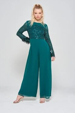 Lori Deep Teal Embellished Jumpsuit -Frock And Frill US Lori Teal Embellished Jumpsuit 6
