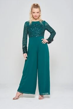 Lori Deep Teal Embellished Jumpsuit -Frock And Frill US Lori Teal Embellished Jumpsuit 7