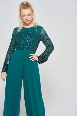 Lori Deep Teal Embellished Jumpsuit