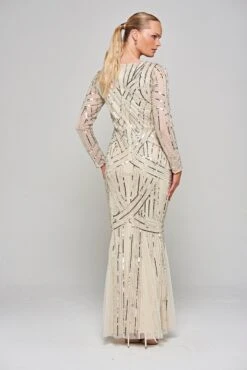 Lorraine Champagne Embellished Maxi Dress -Frock And Frill US Lorraine Champagne Embellished Maxi Dress 5