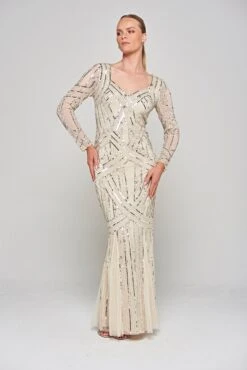 Lorraine Champagne Embellished Maxi Dress -Frock And Frill US Lorraine Champagne Embellished Maxi Dress 6
