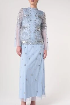 Lucile Ice Blue Embellished Maxi Dress -Frock And Frill US Lucile Blue Embellished Maxi Dress 13