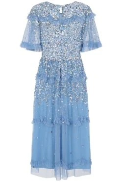 Frock And Frill US -Frock And Frill US Lynne Blue Sequin Midi Dress 4
