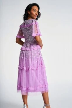 Lynne Pink Sequin Midi Dress -Frock And Frill US Lynne Pink Sequin Midi Dress 10