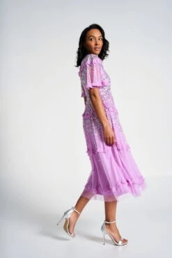 Lynne Pink Sequin Midi Dress -Frock And Frill US Lynne Pink Sequin Midi Dress 15