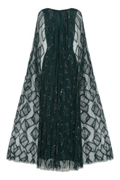 Mae Teal Green Embellished Cape Sleeve Maxi Dress -Frock And Frill US Mae Teal Green Embellished Cape Maxi Dress 1