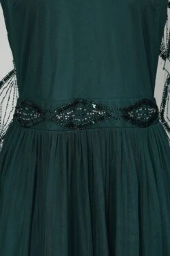 Mae Teal Green Embellished Cape Sleeve Maxi Dress -Frock And Frill US Mae Teal Green Embellished Cape Maxi Dress 4