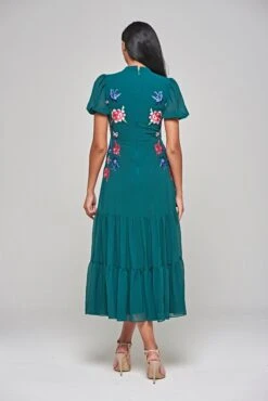 Marella Alpine Green Floral Embroidered Midi Dress 16 Marella Alpine Green Floral Embroidered Midi Dress -Frock And Frill US Marella Green Floral Embroidered Midi Dress 10