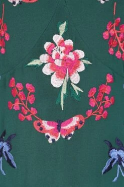 Marella Alpine Green Floral Embroidered Midi Dress 17 Marella Alpine Green Floral Embroidered Midi Dress -Frock And Frill US Marella Green Floral Embroidered Midi Dress 11
