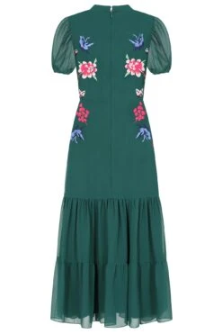 Marella Alpine Green Floral Embroidered Midi Dress 18 Marella Alpine Green Floral Embroidered Midi Dress -Frock And Frill US Marella Green Floral Embroidered Midi Dress 12