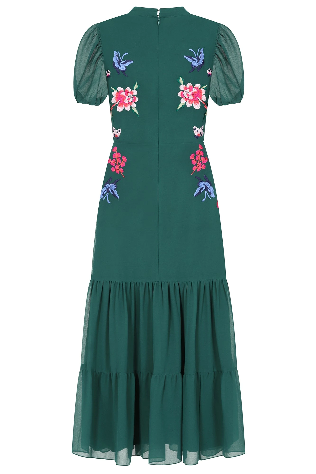 Marella Alpine Green Floral Embroidered Midi Dress 9 Marella Alpine Green Floral Embroidered Midi Dress - Image 9