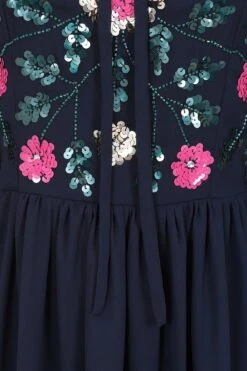 Marette Navy Floral Embellished Midi Dress 17 Marette Navy Floral Embellished Midi Dress -Frock And Frill US Marette Navy Floral Embellished Midi Dress 2