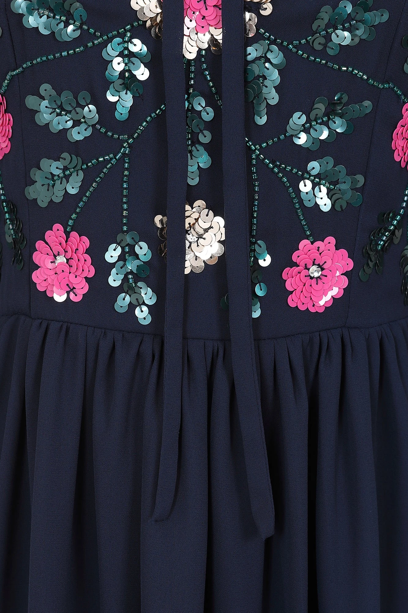 Marette Navy Floral Embellished Midi Dress 8 Marette Navy Floral Embellished Midi Dress - Image 8