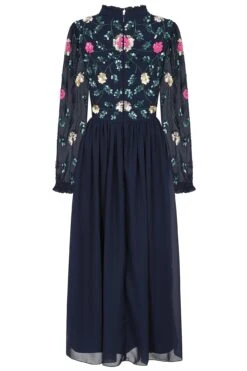 Marette Navy Floral Embellished Midi Dress 18 Marette Navy Floral Embellished Midi Dress -Frock And Frill US Marette Navy Floral Embellished Midi Dress 3