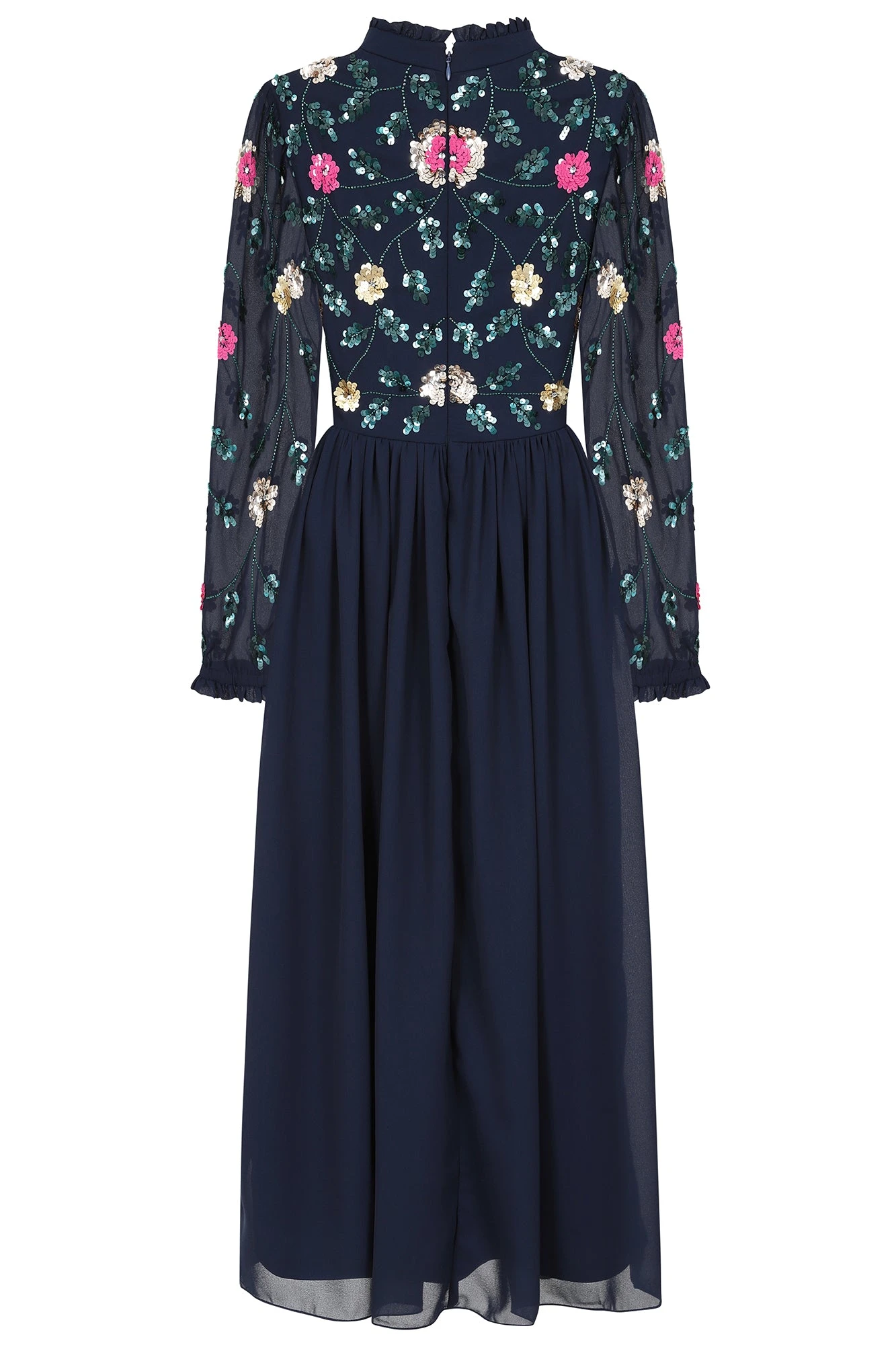 Marette Navy Floral Embellished Midi Dress 9 Marette Navy Floral Embellished Midi Dress - Image 9
