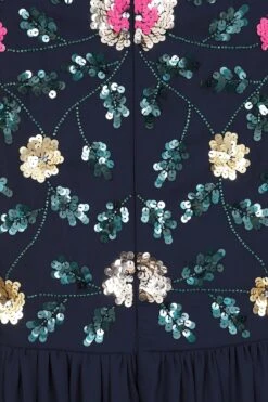 Marette Navy Floral Embellished Midi Dress 19 Marette Navy Floral Embellished Midi Dress -Frock And Frill US Marette Navy Floral Embellished Midi Dress 4