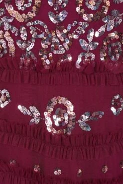 Marilla Embellished Cape Sleeve Maxi Dress -Frock And Frill US Marilla Berry Embellished Maxi Dress 10