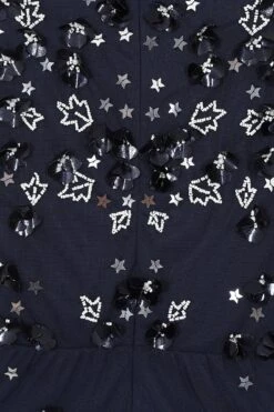 Marissa Navy Embellished Tiered Maxi Dress -Frock And Frill US Marissa Navy Embellished Maxi Dress 1