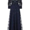 Marissa Navy Embellished Tiered Maxi Dress