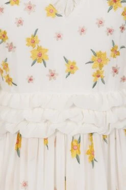 Mavis White Floral Embroidered Maxi Dress 8 Mavis White Floral Embroidered Maxi Dress -Frock And Frill US Mavis White Floral Maxi Dress. 3