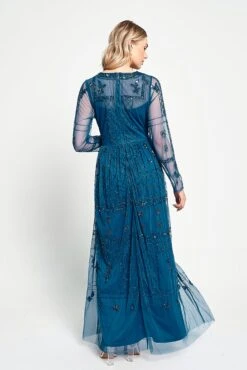 Maya Blue Embellished Maxi Dress -Frock And Frill US Maya Blue Embellished Maxi Dress 1 b712835c 570a 4302 ad2d 1a6e5ab1cc52