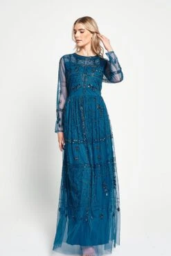 Maya Blue Embellished Maxi Dress -Frock And Frill US Maya Blue Embellished Maxi Dress 3 06ccd2ee 7cf5 4000 b44d eb7c67bdfa80