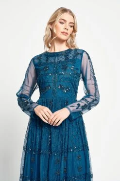 Maya Blue Embellished Maxi Dress -Frock And Frill US Maya Blue Embellished Maxi Dress 6
